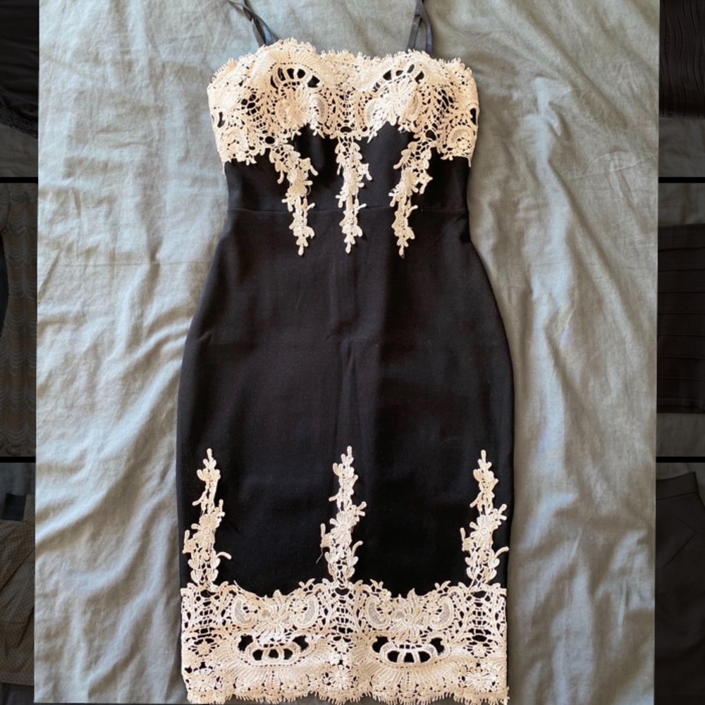 Black with white lace Mini/midi dress